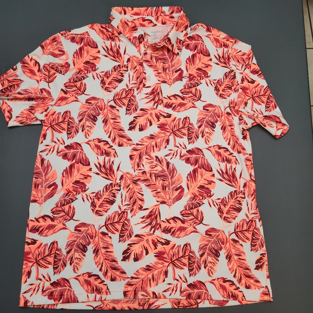 Under Armour Men's Large Golf Polo Shirt Leaf Floral Pattern Playoff 2.0 EUC